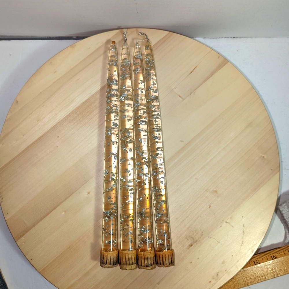 Lucite Silver Candlesticks Set of Four